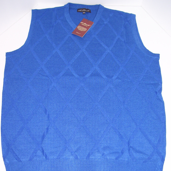 Mens V Neck Blue Argyle Sweater Vest 4XL XXXXL - Picture 2 of 8